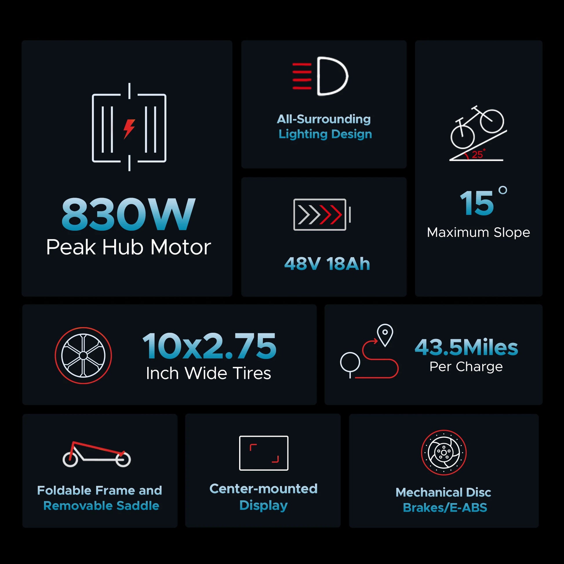 ENGWE 830W Peak Electric Folding Scooter