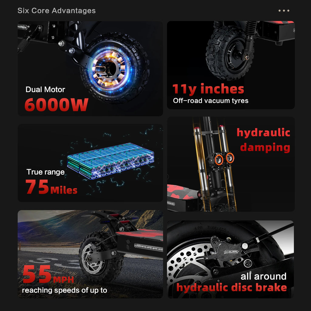 BOYUEDA Electric Scooter 6000W Dual Motor