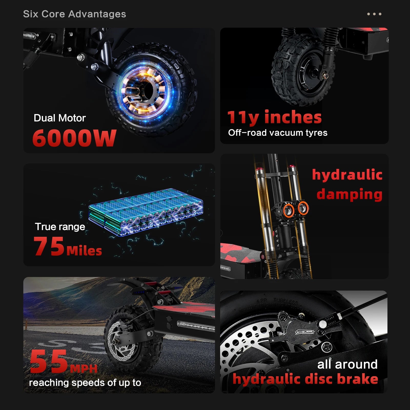 BOYUEDA Electric Scooter 6000W Dual Motor