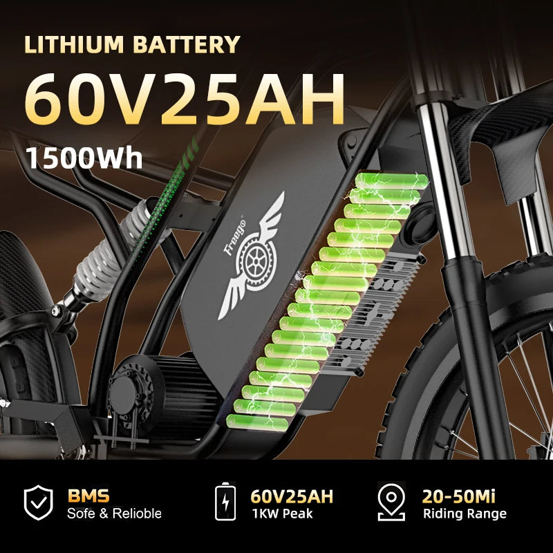 28/40MPH 60V 25AH E-Bikes