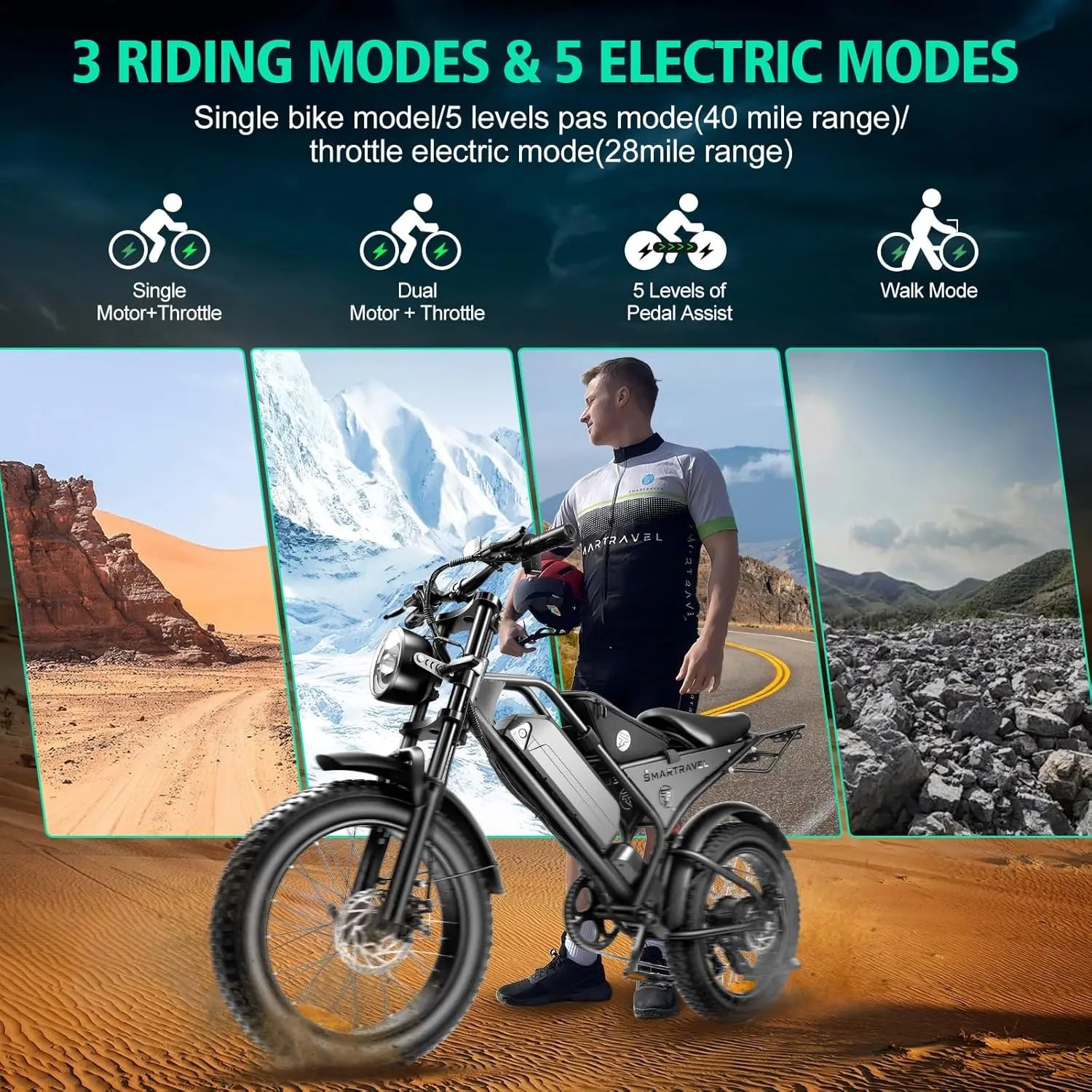 48V 1000W 28mph Electric Bike